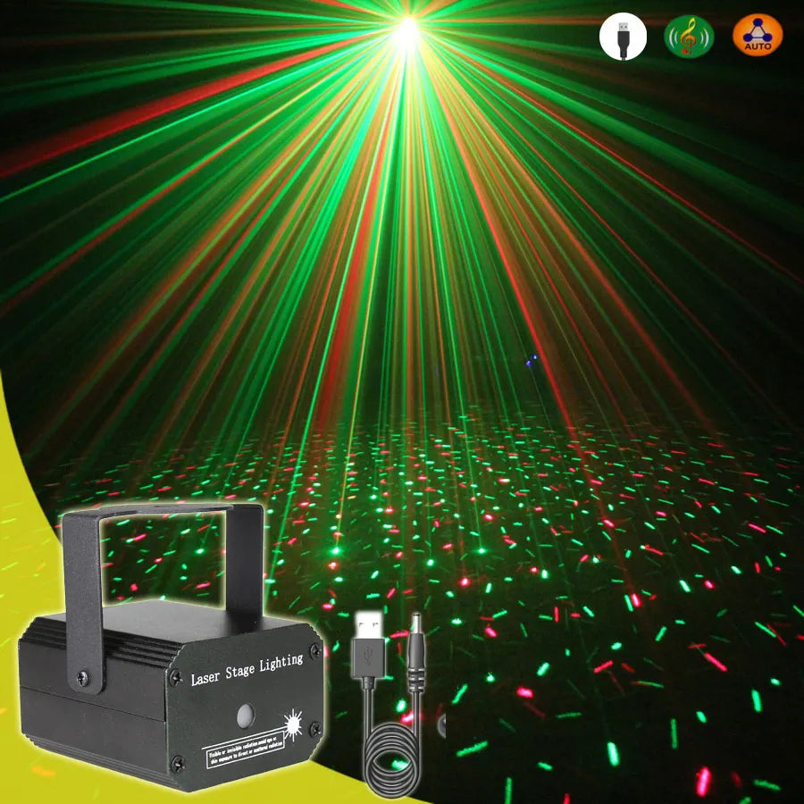 Mini 2In1 R&G Laser Full Star Patterns Projector DJ Dance Disco Bar Magic Ball LED Party Xmas Stage Effect Light Show Y10