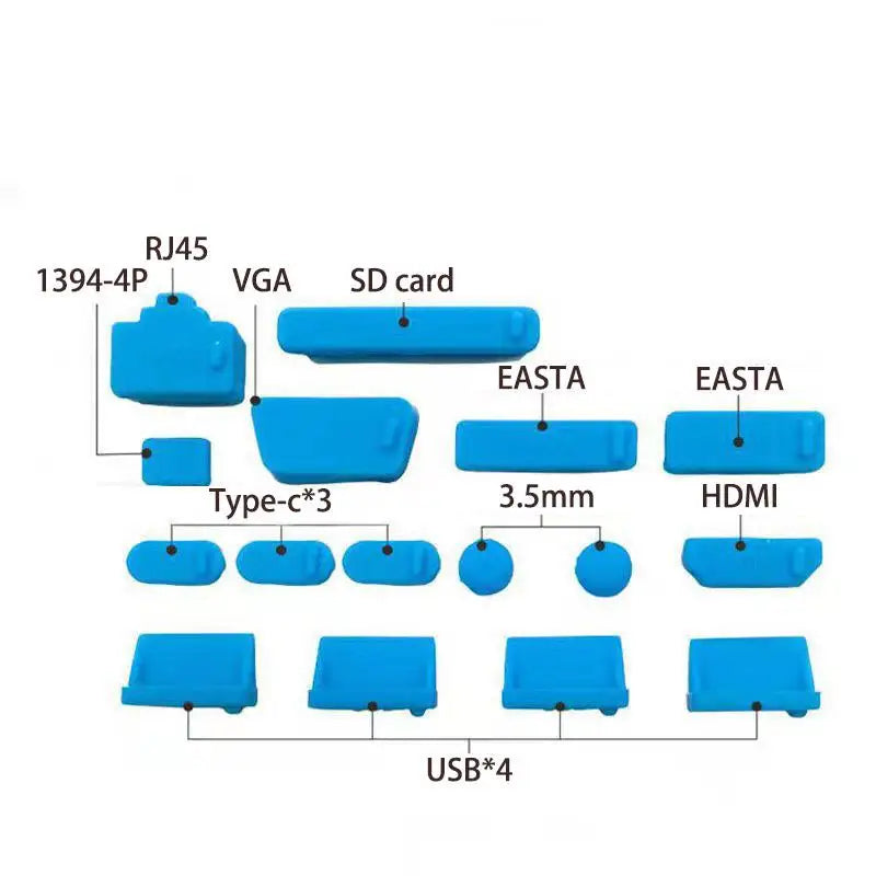 1Set/16Pcs Silicone Notebook anti Dust Plug Cover Stopper Type C Laptop Dustproof USB Port HDTV RJ45 Interface Waterproof Cover
