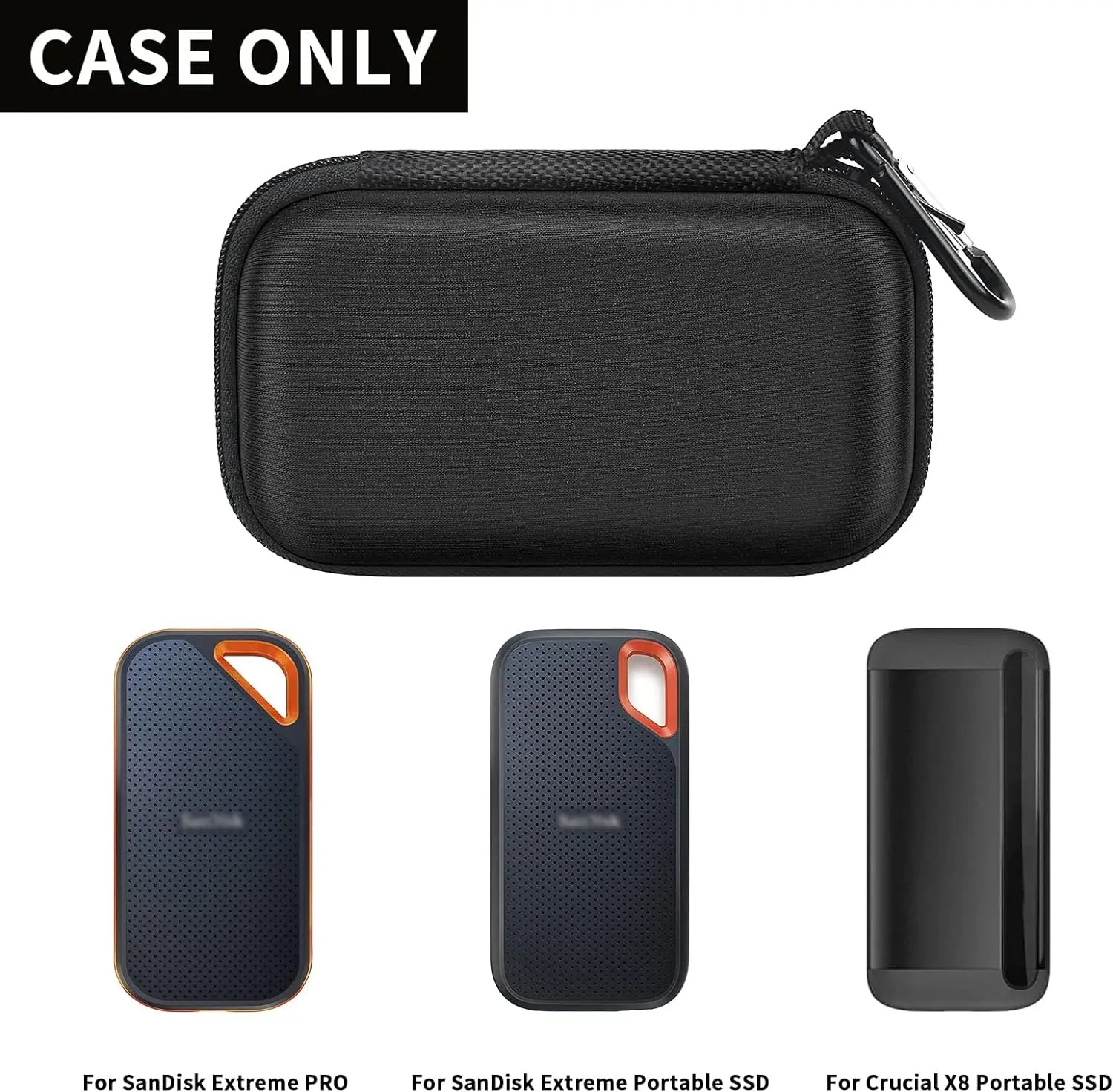 Hard Case Compatible with Sandisk Extreme Pro/For Sandisk 500GB 1TB 2TB 4TB Portable External Ssd，Travel Holder for Crucial X8