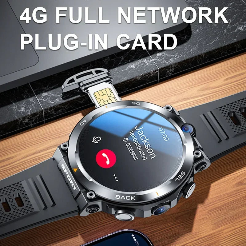 Google Play 1.39-Inch 4G Network SIM Card Smart Watch Dual Camera GPS WIFI NFC Rugged 64G-ROM IP67 Android Men Women Smartwatch