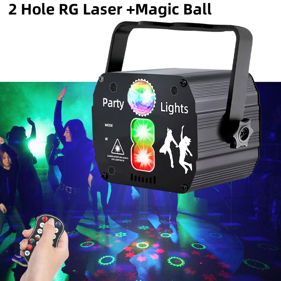 RGB Mini DJ Disco Laser Light Projector USB Rechargeable LED UV Sound Strobe Stage Effect Wedding Xmas Holiday Party Lamp