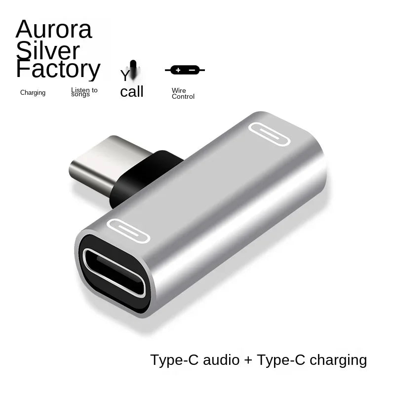 2 in 1 USB C Splitter Type C Male to Dual Type C Female Headphone Charger Adapter Splitter Converter