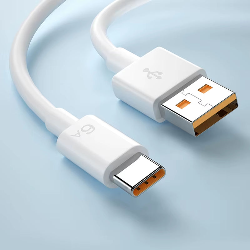 100Pcs 6A 66W USB Type C Super Fast Charging Cable for Huawei Mate Xiaomi 11 Pro OPPO R17 Fast Charge Phone USB Charger Cables