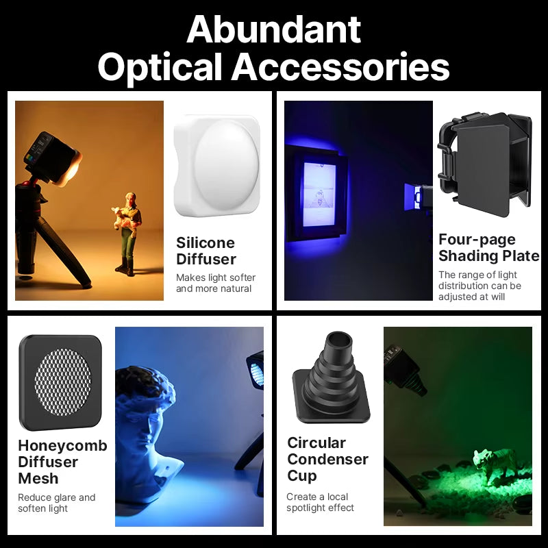 L2 RGB Mini COB Video Light 360° Full Color Magnetic Light with Diffuser for DSLR Camera Lightning Photography Vlog Live