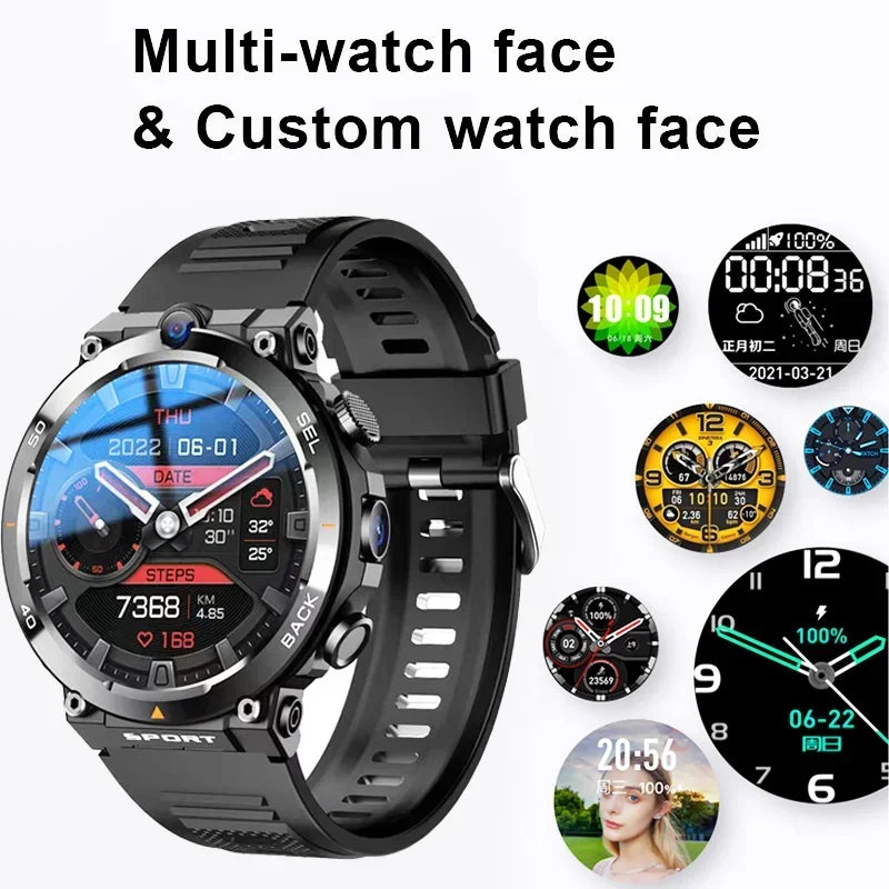 Google Play 1.39-Inch 4G Network SIM Card Smart Watch Dual Camera GPS WIFI NFC Rugged 64G-ROM IP67 Android Men Women Smartwatch
