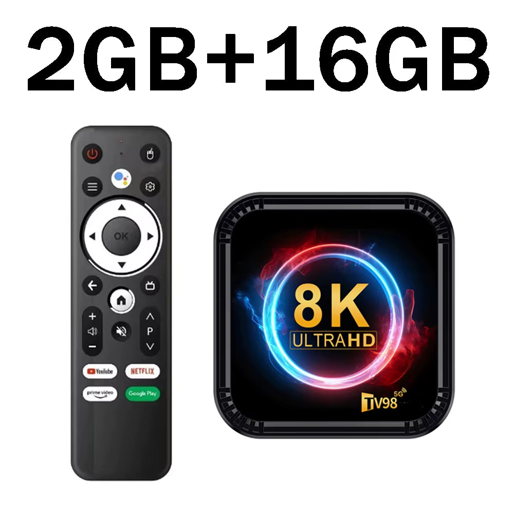 TV98 RK3528 TV Box Ultra HD 8K Smart TV Box Android 13 4GB 32GB 64GB Dual Wifi BT5.0 4G 5G Voice Remote Media Player Set Top Box
